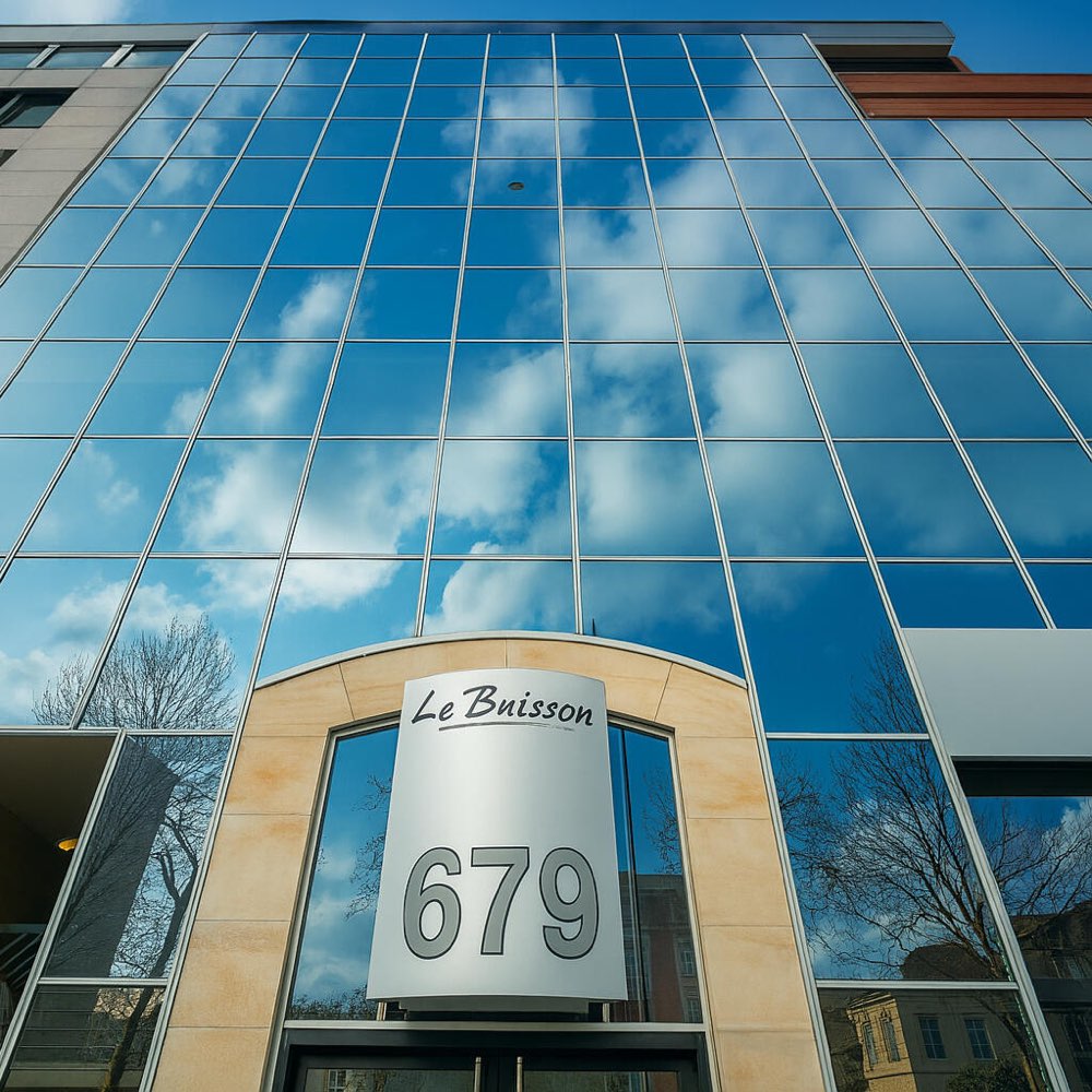 Façade vitrée de l'immeuble Le Buisson, au 679 avenue de la République à Lille